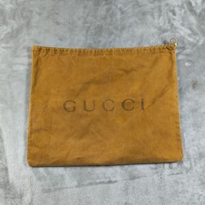 Gucci Dust Bag Small 15x12 Brown Tan Storage Shoes Purse Italy Cotton